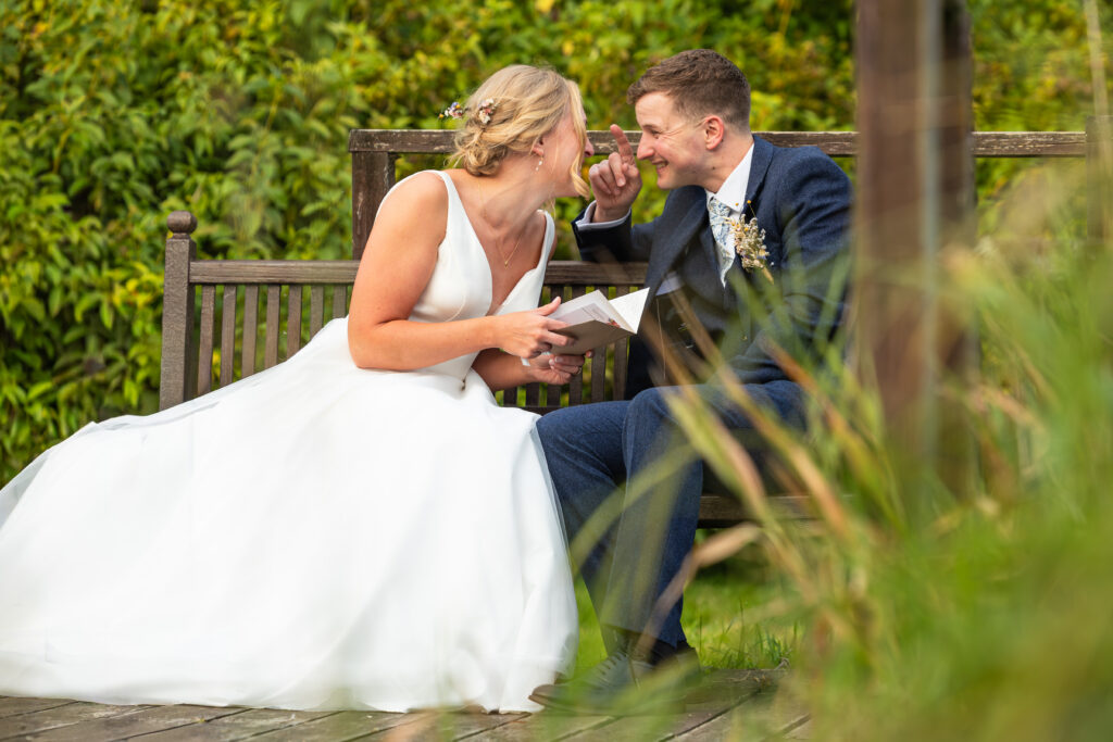 bride and groom spending a fun moment together